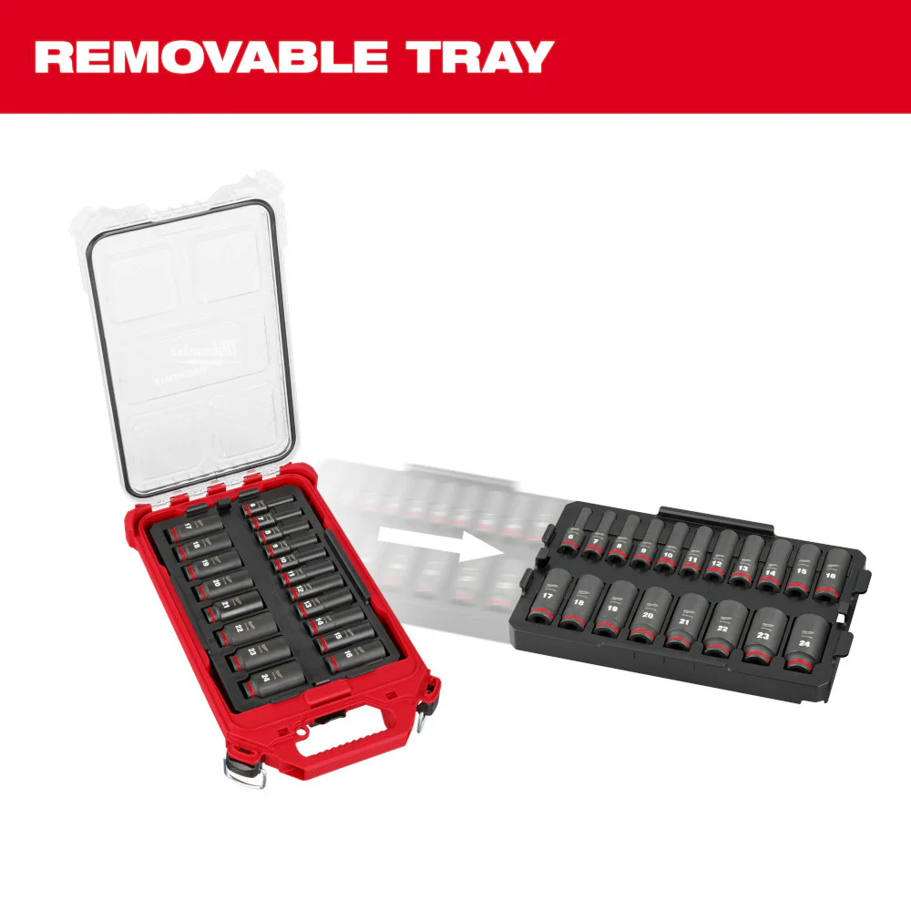 Milwaukee SHOCKWAVE Impact Duty 3/8" Drive Metric Deep 6 Point Socket Set with PACKOUT 49-66-6801 - Image 10