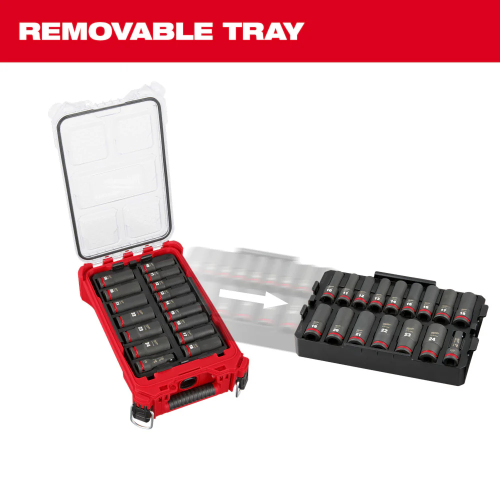 Milwaukee SHOCKWAVE Impact Duty 1/2" Drive Metric Deep 16PC Impact Socket Set with PACKOUT 49-66-6803 - Image 10
