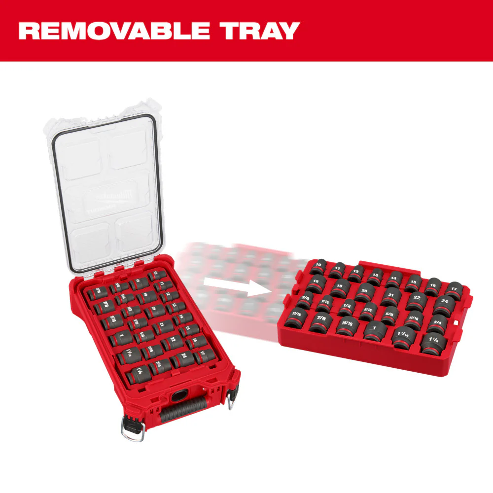 Milwaukee SHOCKWAVE Impact Duty 1/2" Drive Metric Deep 6-Point Socket Set 15PC with PACKOUT Compact Organizer 49-66-6804 - Image 10