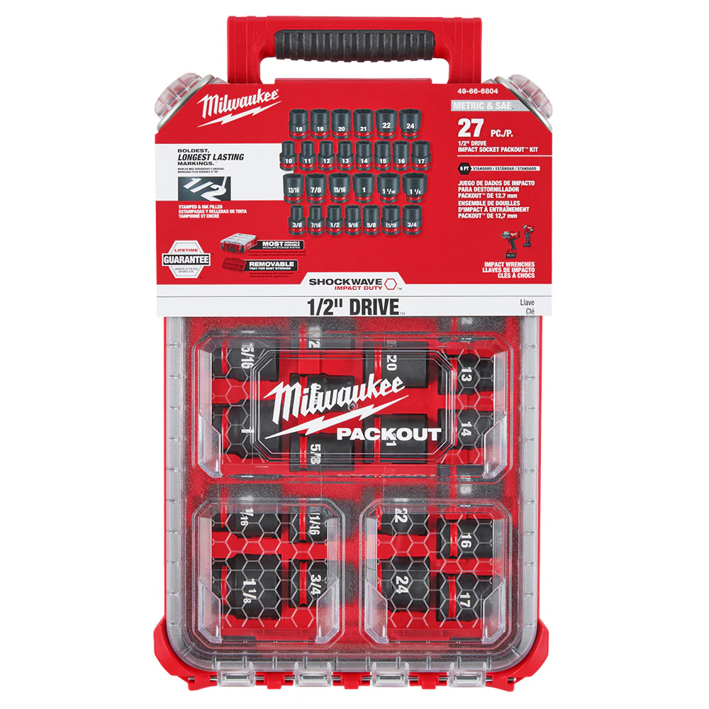 Milwaukee SHOCKWAVE Impact Duty 1/2" Drive Metric Deep 6-Point Socket Set 15PC with PACKOUT Compact Organizer 49-66-6804 - Image 11