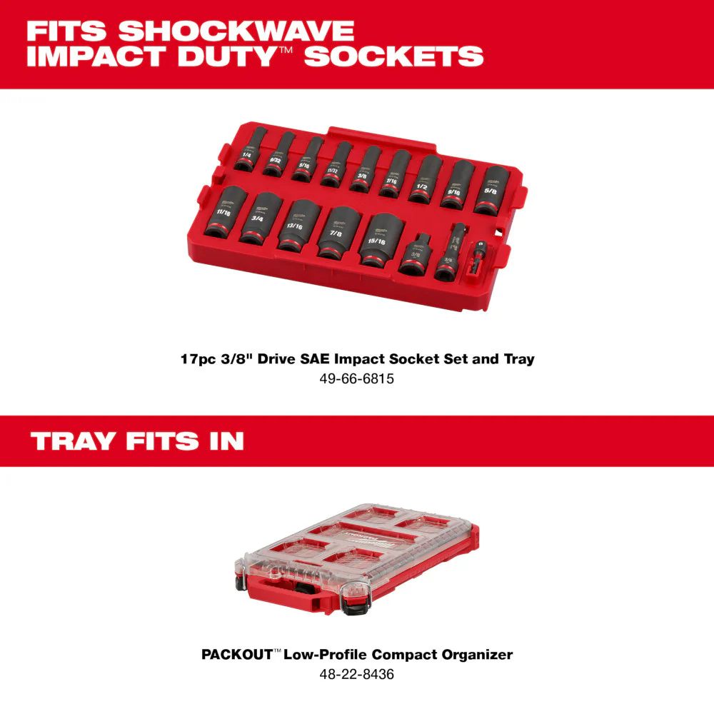 Milwaukee SHOCKWAVE Impact Duty 3/8" Drive 17-Piece SAE Deep Well Impact Socket Set 49-66-6815 - Image 7