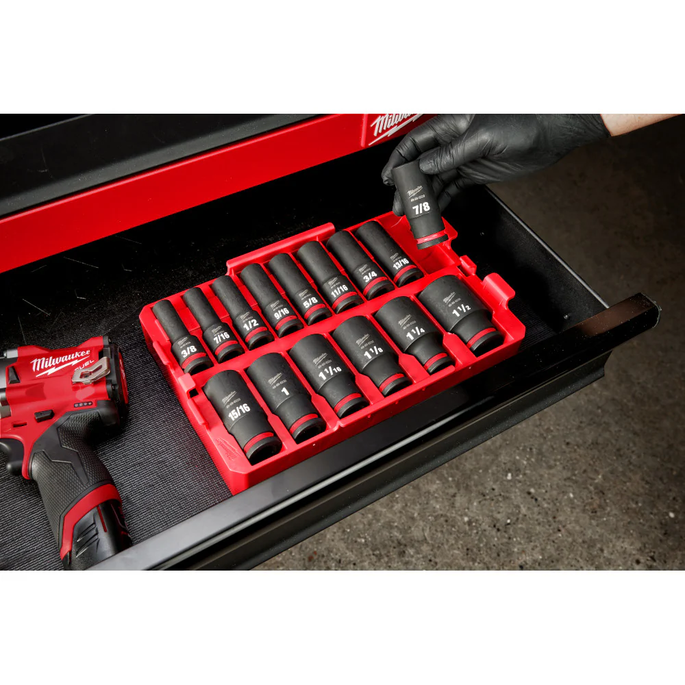 Milwaukee SHOCKWAVE Impact Duty 1/2" Drive 15PC SAE Deep Socket Set 49-66-6817 - Image 13