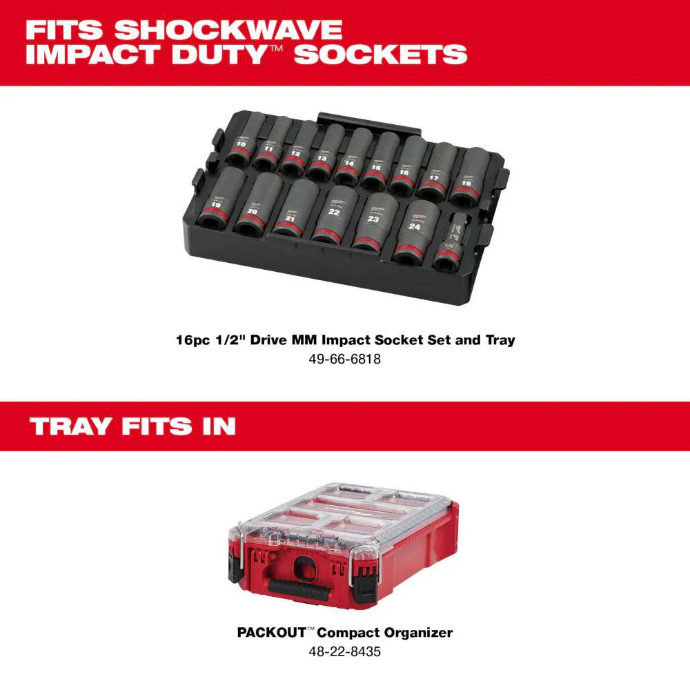 Milwaukee SHOCKWAVE Impact Duty 1/2" Drive 16PC Metric Deep Socket Set 49-66-6818 - Image 7