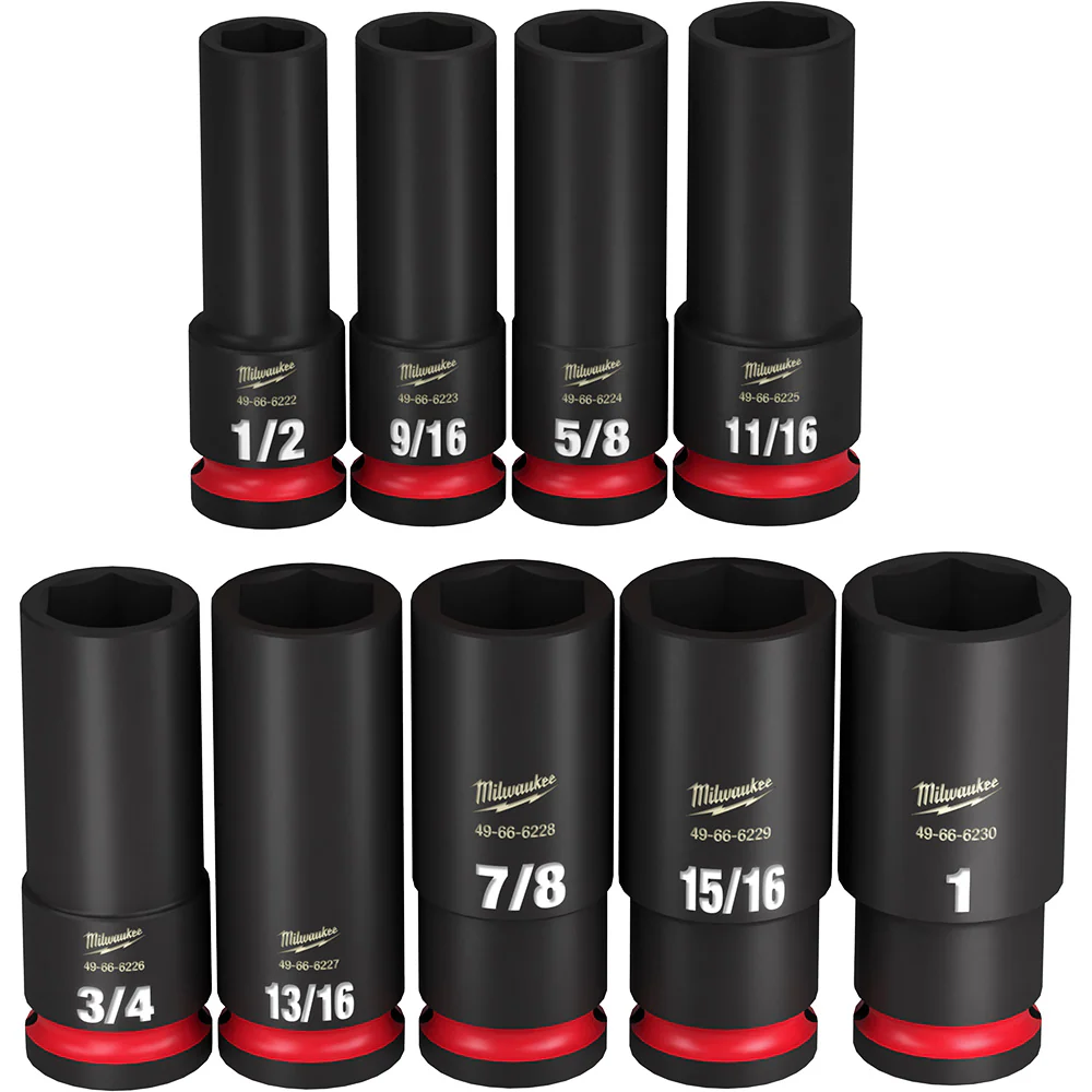 Milwaukee 9-Piece SHOCKWAVE Impact Duty 1/2 in. Drive SAE Deep 6 Point Socket Set 49-66-7022 - Image 3