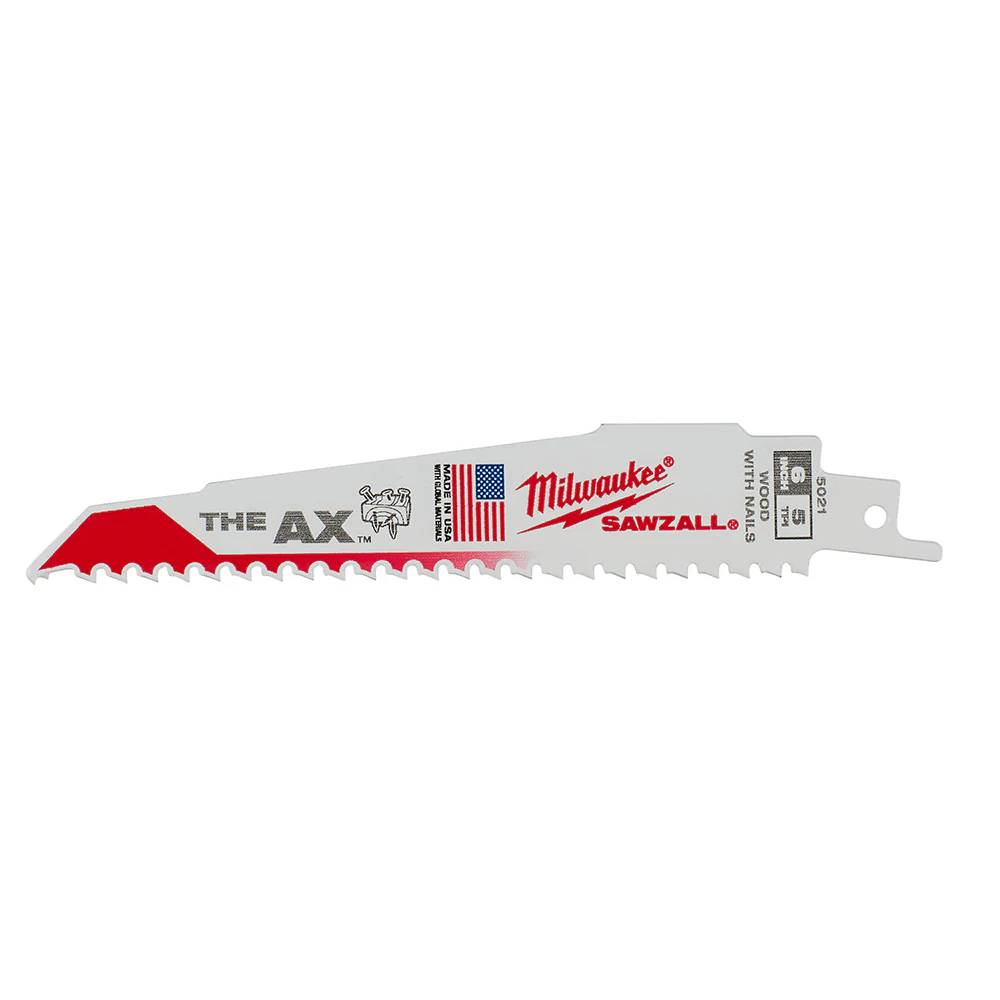 Milwaukee 6" 5 TPI The AX Wood with Nails SAWZALL Blades (5 Pk) 48-00-5021 - Image 2