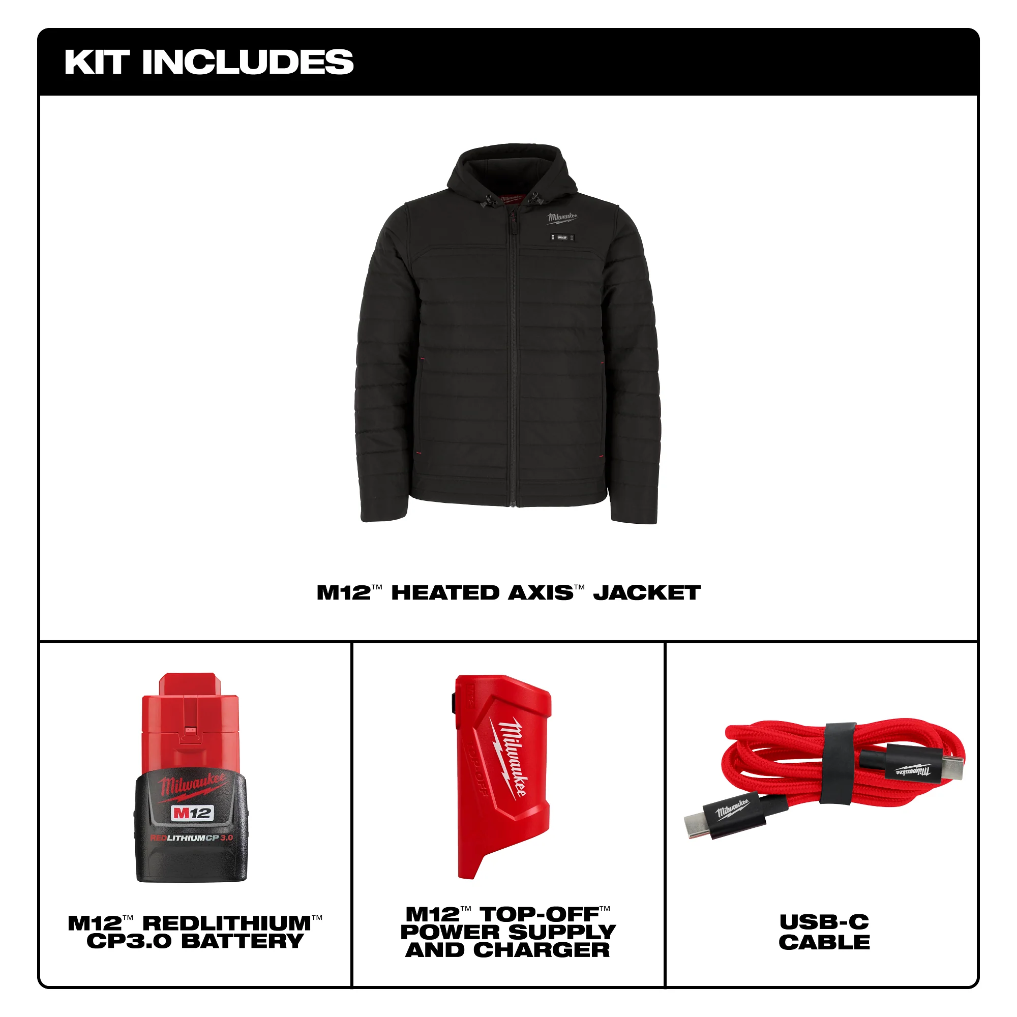 Milwaukee AXIS JACKET KIT - BLACK 3X M102B-213X - Image 3