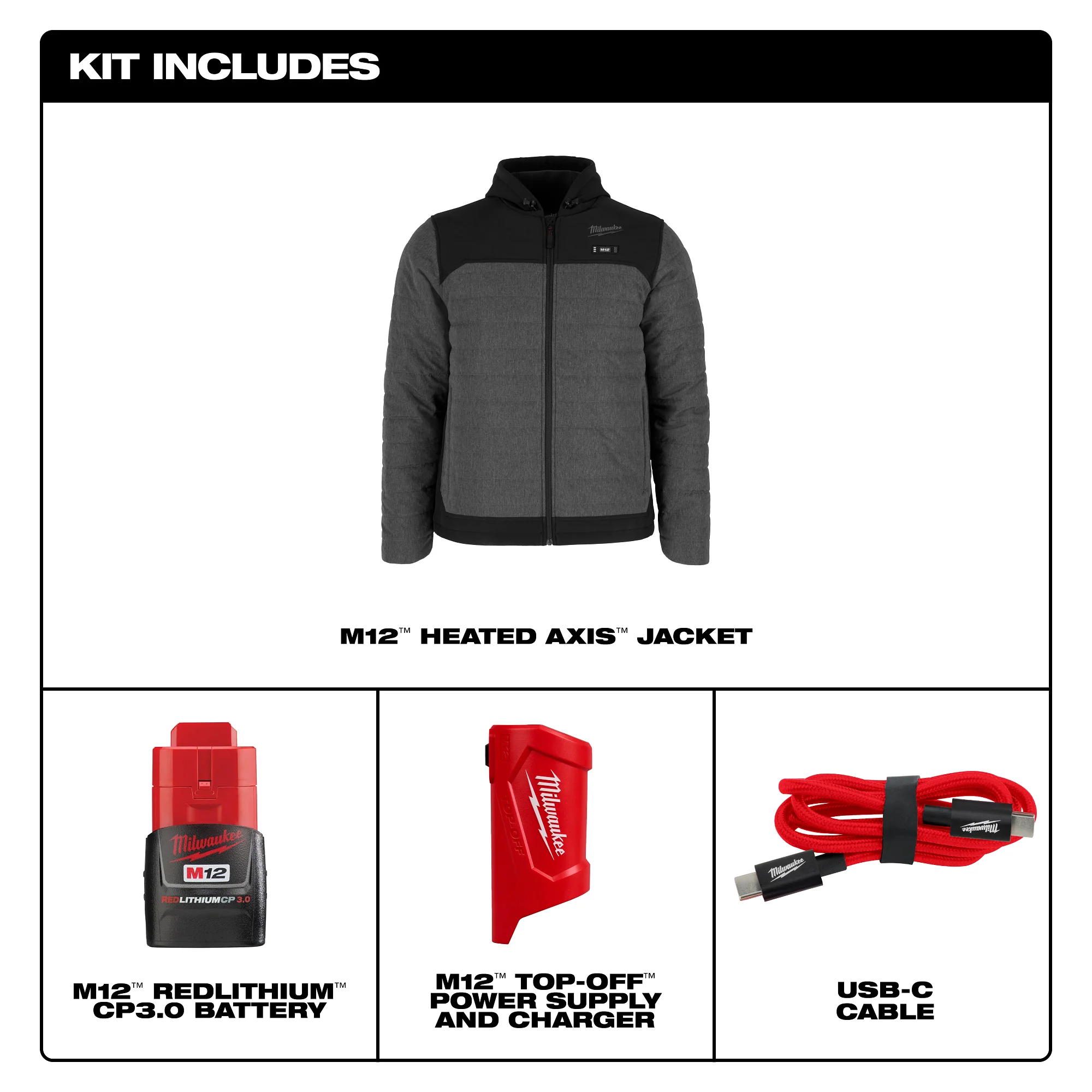 Milwaukee AXIS JACKET KIT - GRAY S M102G-21S - Image 3