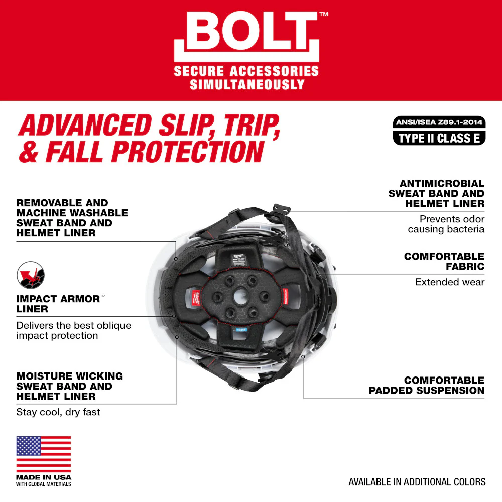 Milwaukee BOLT Safety Helmet with IMPACT ARMOR 48-73-1350 - Image 109