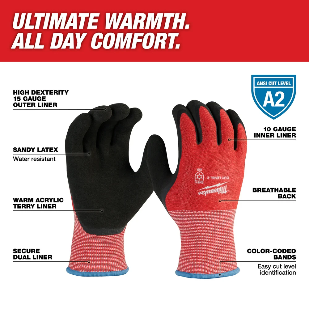 Milwaukee Cut Level 2 Winter Dipped Gloves 48-73-7920B - Image 18