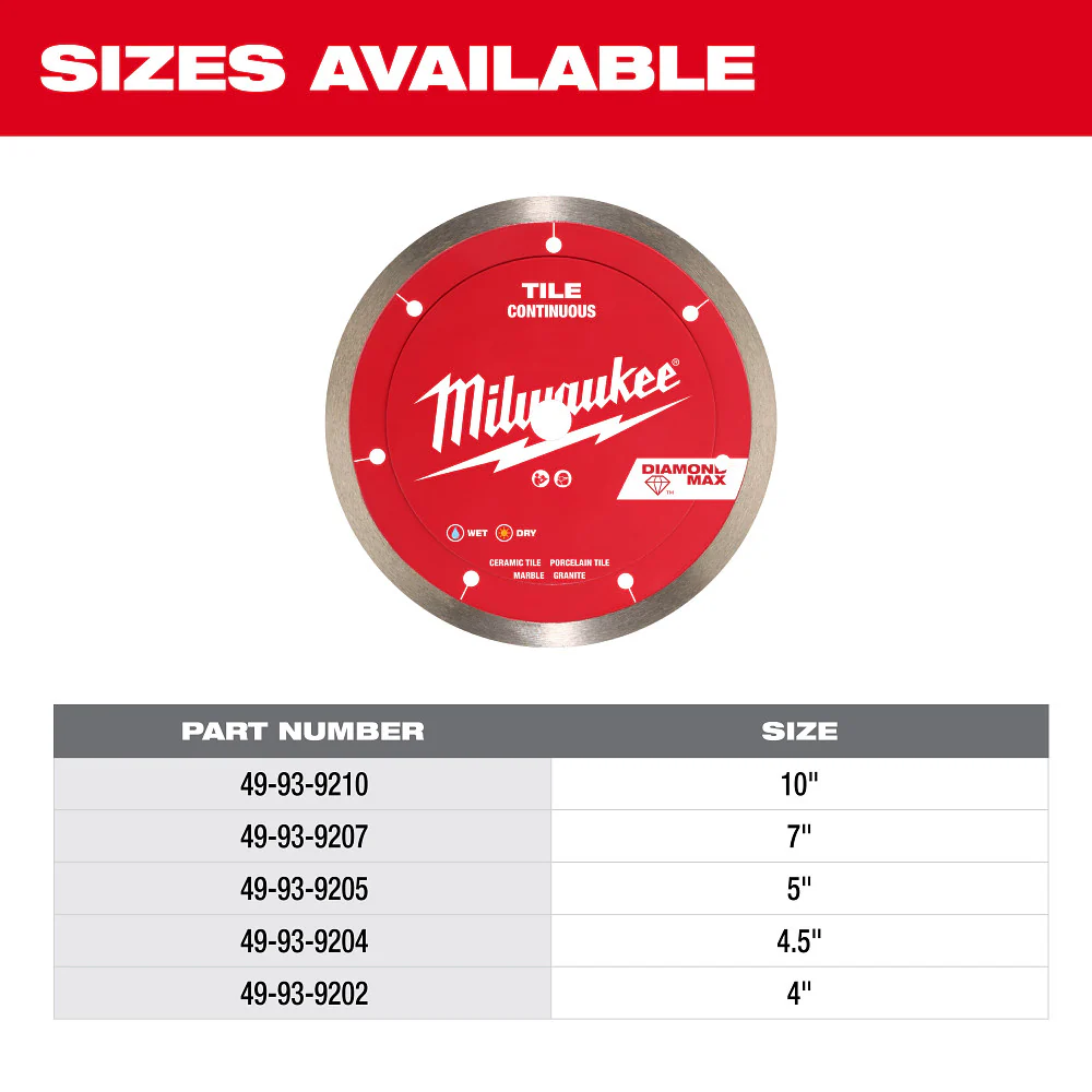 Milwaukee DIAMOND MAX™ 4-1/2" Continuous Tile Diamond Blade 49-93-9202 - Image 48