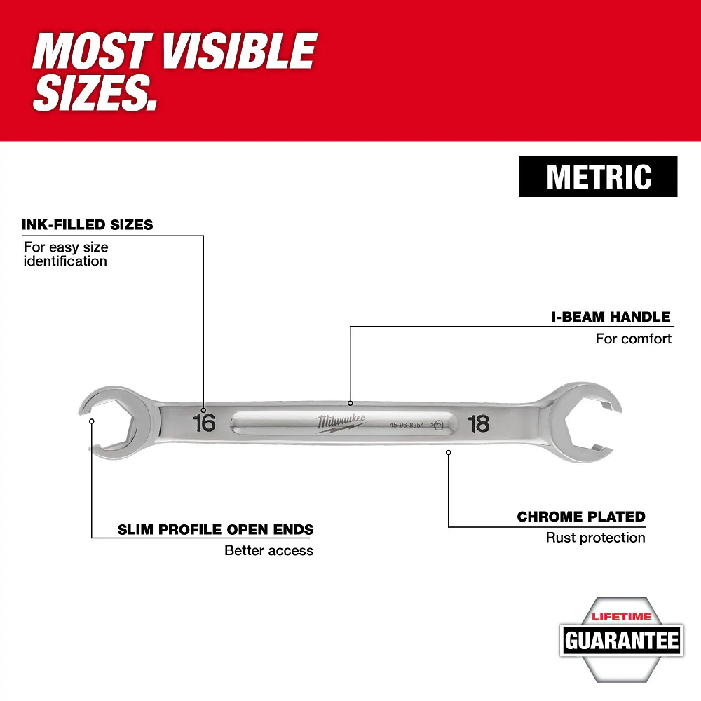 Milwaukee 9mm x 11mm Metric Double End Flare Nut Wrench 45-96-8350 - Image 11
