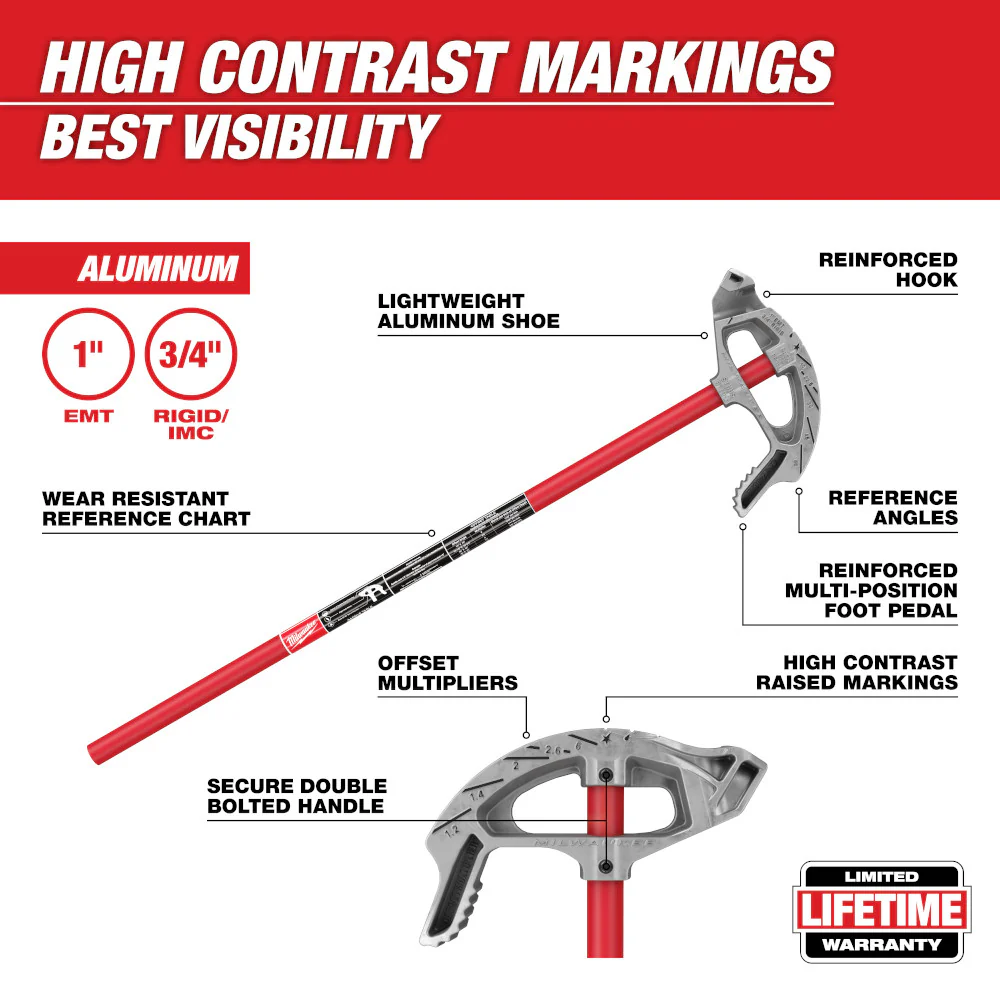 Milwaukee 3/4" EMT Aluminum Conduit Bender Hand Tool 48-22-4070 - Image 22