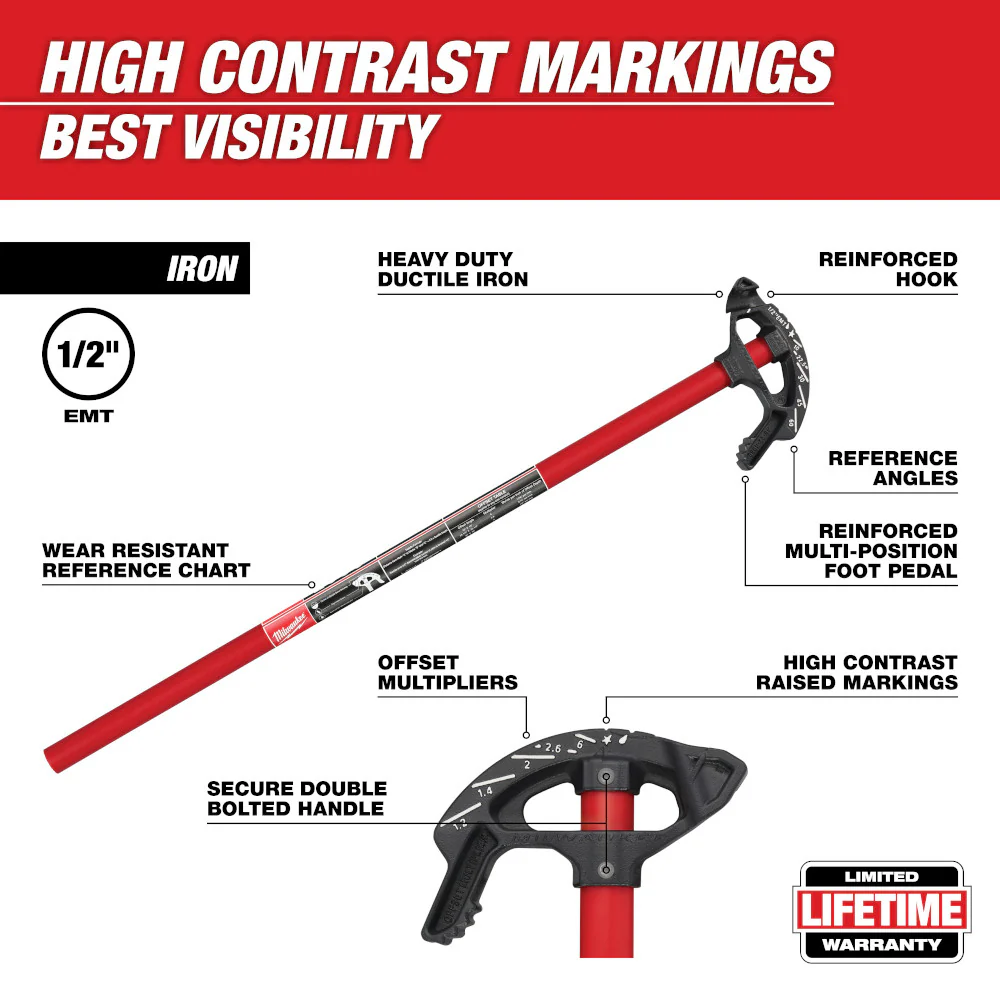 Milwaukee 3/4" EMT Aluminum Conduit Bender Hand Tool 48-22-4070 - Image 32