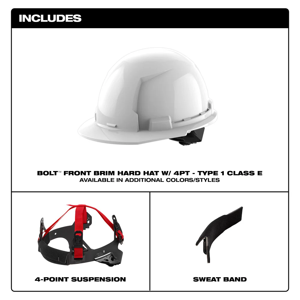Milwaukee Front Brim Vented Hard Hat with 4-Point Ratcheting Suspension 48-73-1100 - Image 65