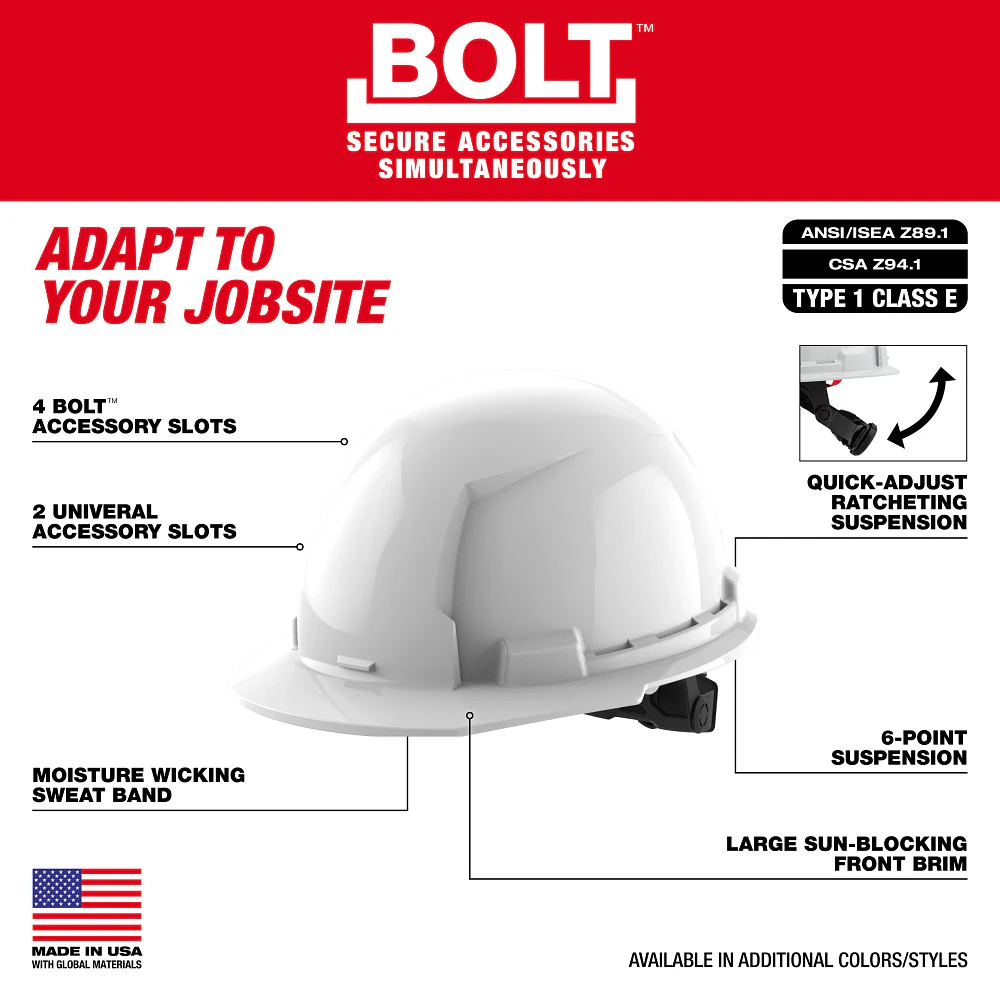 Milwaukee Front Brim Hard Hat with 6-Point Suspension BOLT System 48-73-1120 - Image 44