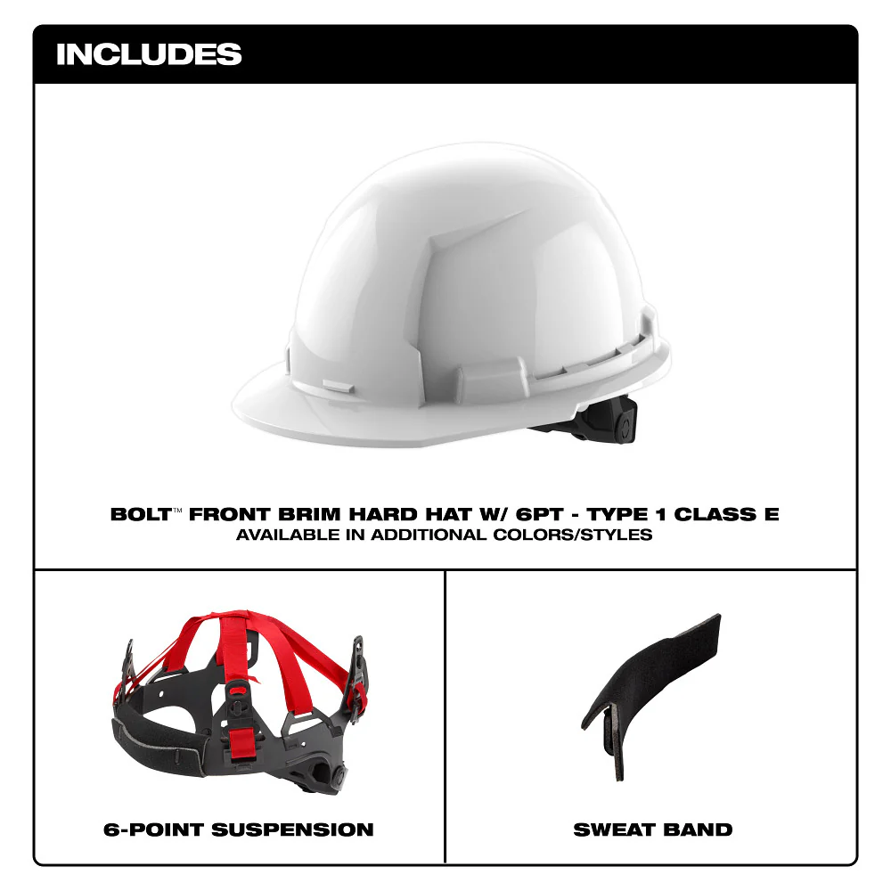 Milwaukee Front Brim Hard Hat with 6-Point Suspension BOLT System 48-73-1120 - Image 69
