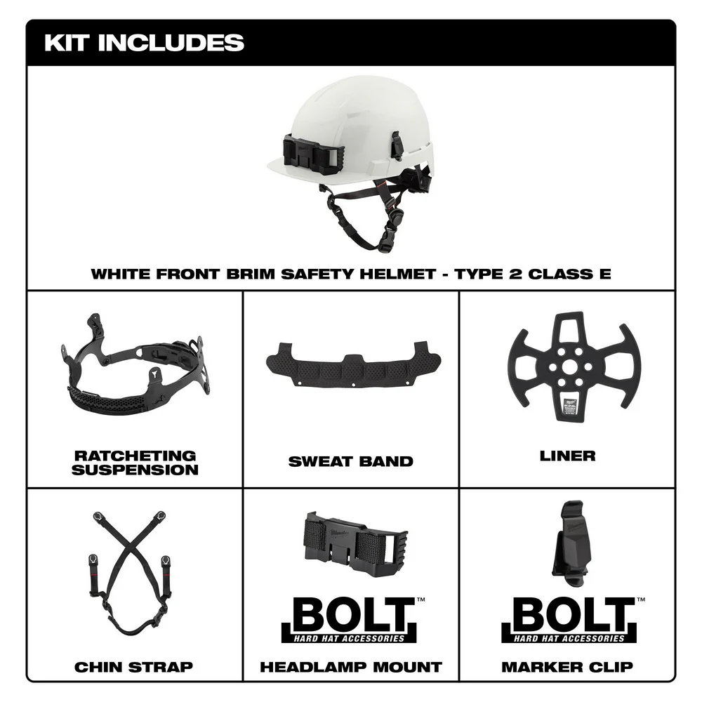 Milwaukee Type 2 Front Brim Safety Helmet BOLT Compatible 48-73-1320 - Image 133