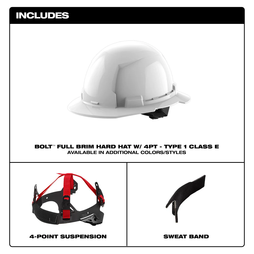 Milwaukee Full Brim Hard Hat 4-Point Ratcheting Suspension 48-73-1101 - Image 69