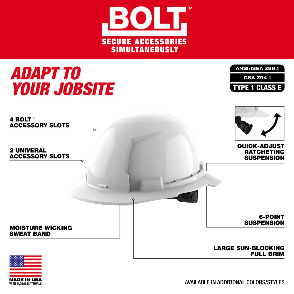 Milwaukee Full Brim Hard Hat with 6-Point Suspension 48-73-1121 - Image 37