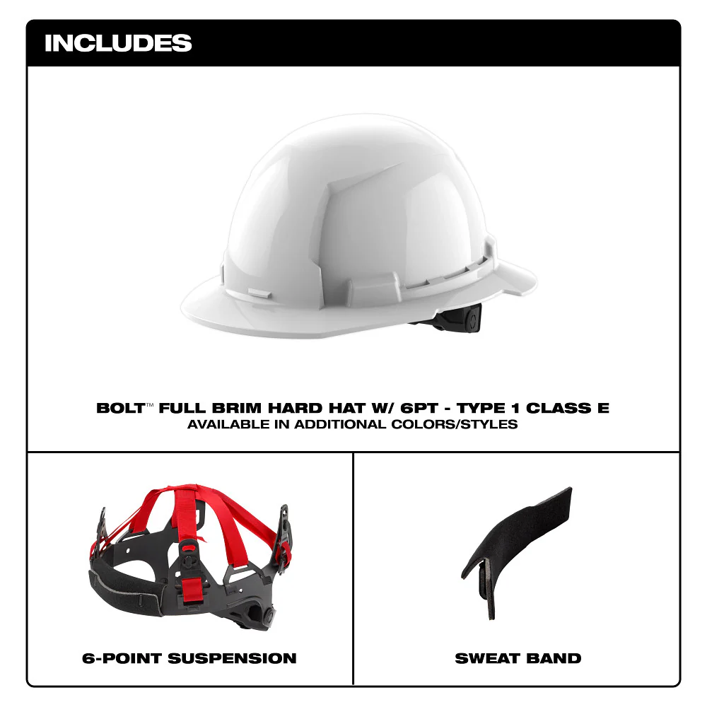 Milwaukee Full Brim Hard Hat with 6-Point Suspension 48-73-1121 - Image 87