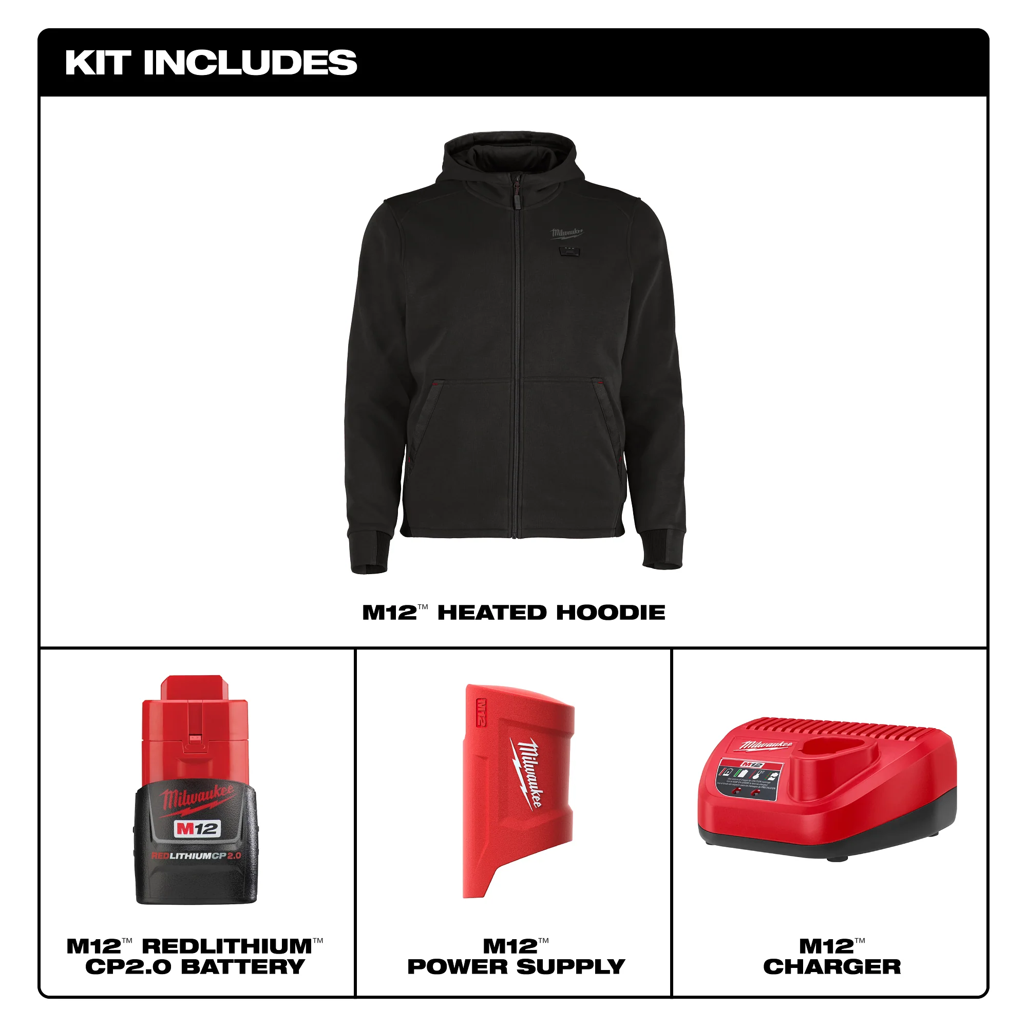 Milwaukee HEATED HOODIE KIT - BLACK L M200B-21L - Image 3