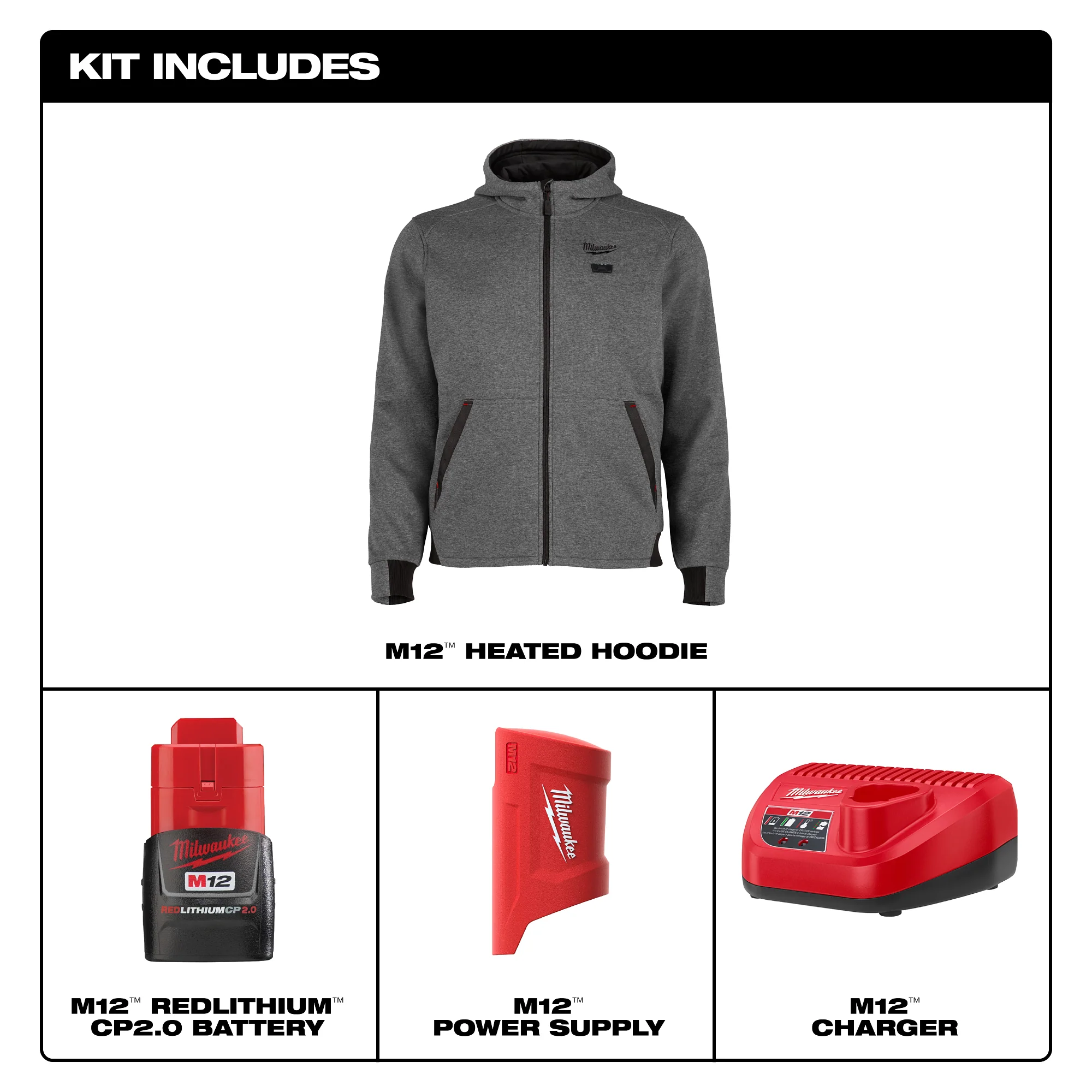 Milwaukee HEATED HOODIE KIT - GRAY L M200G-21L - Image 3
