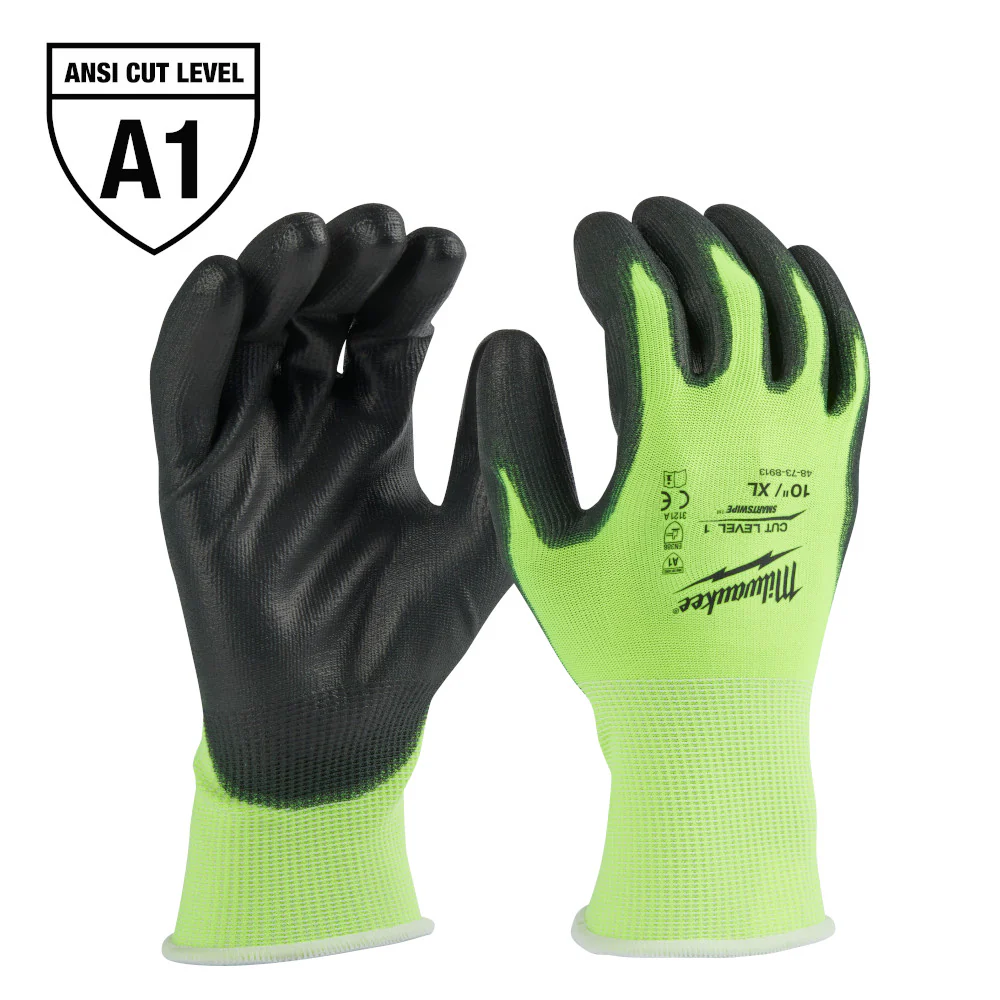Milwaukee High-Visibility Cut Level 1 Polyurethane Dipped Gloves 48-73-8910 - Image 55