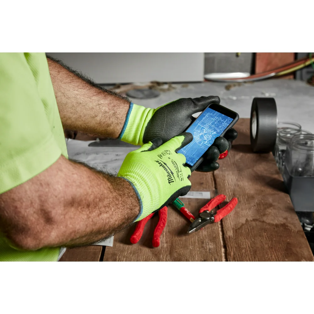 Milwaukee High-Visibility Cut Level 2 Polyurethane Dipped Gloves 48-73-8920 - Image 33