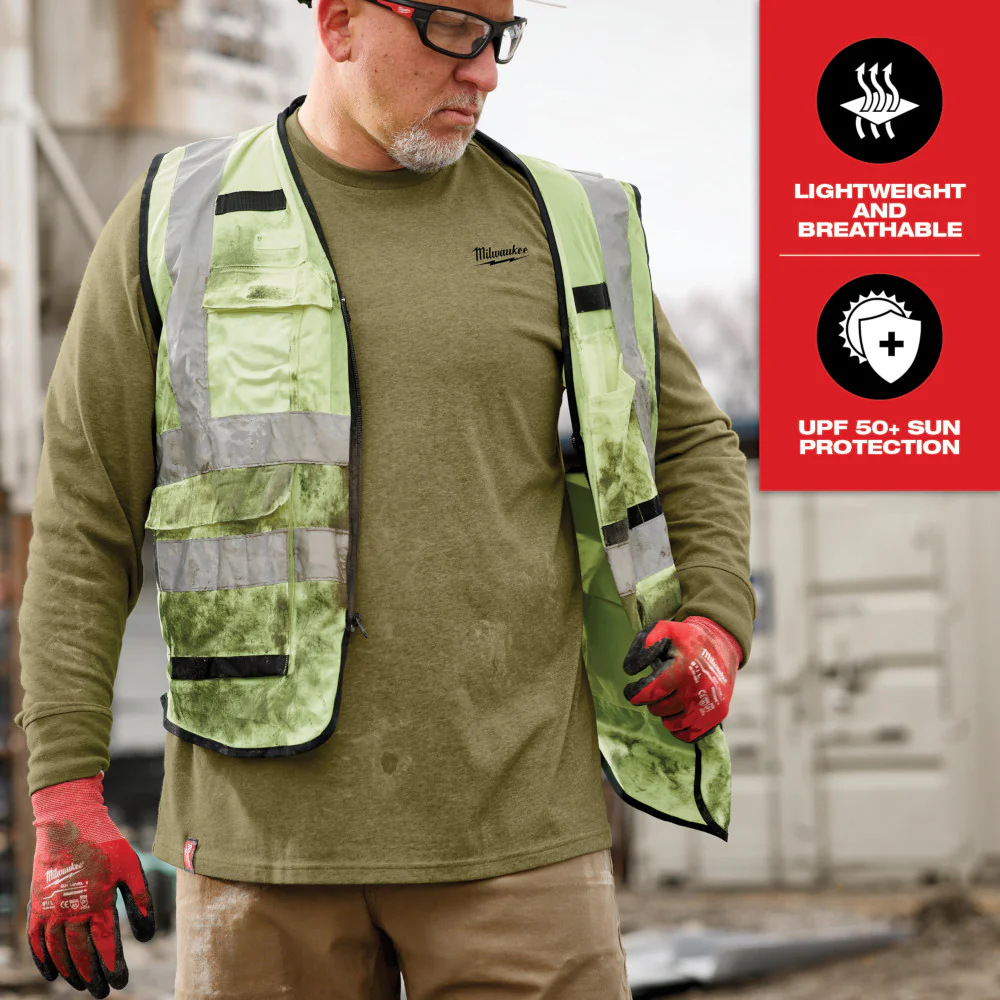 Milwaukee Long Sleeve Hybrid Work Tee - Black - Small 604B-S - Image 229