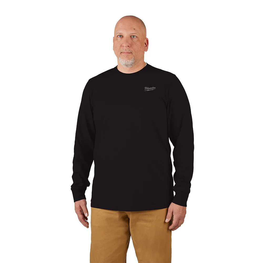Milwaukee Long Sleeve Hybrid Work Tee - Black - Small 604B-S - Image 48