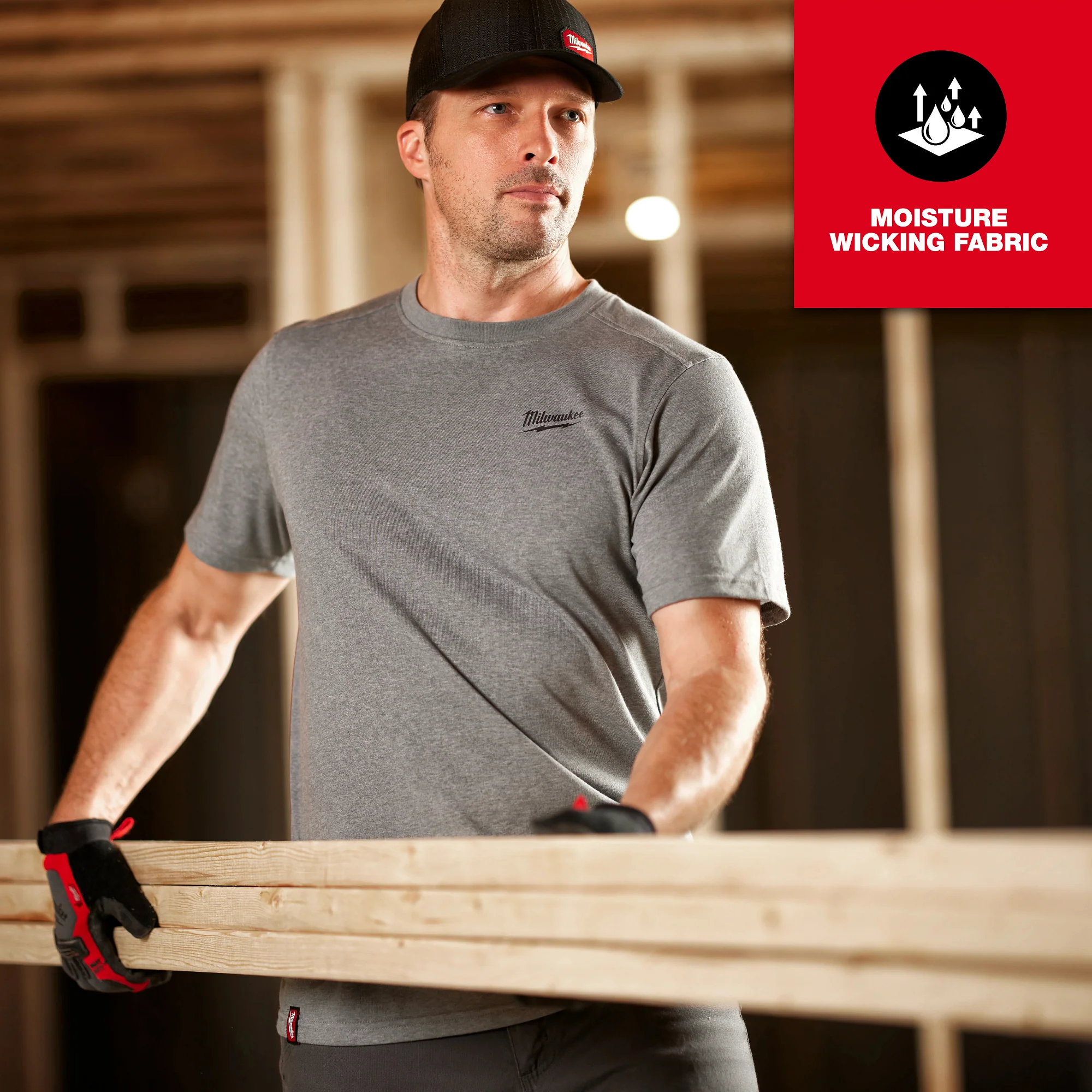 Milwaukee Hybrid Work Tee - SS Brown M 603N-M - Image 6