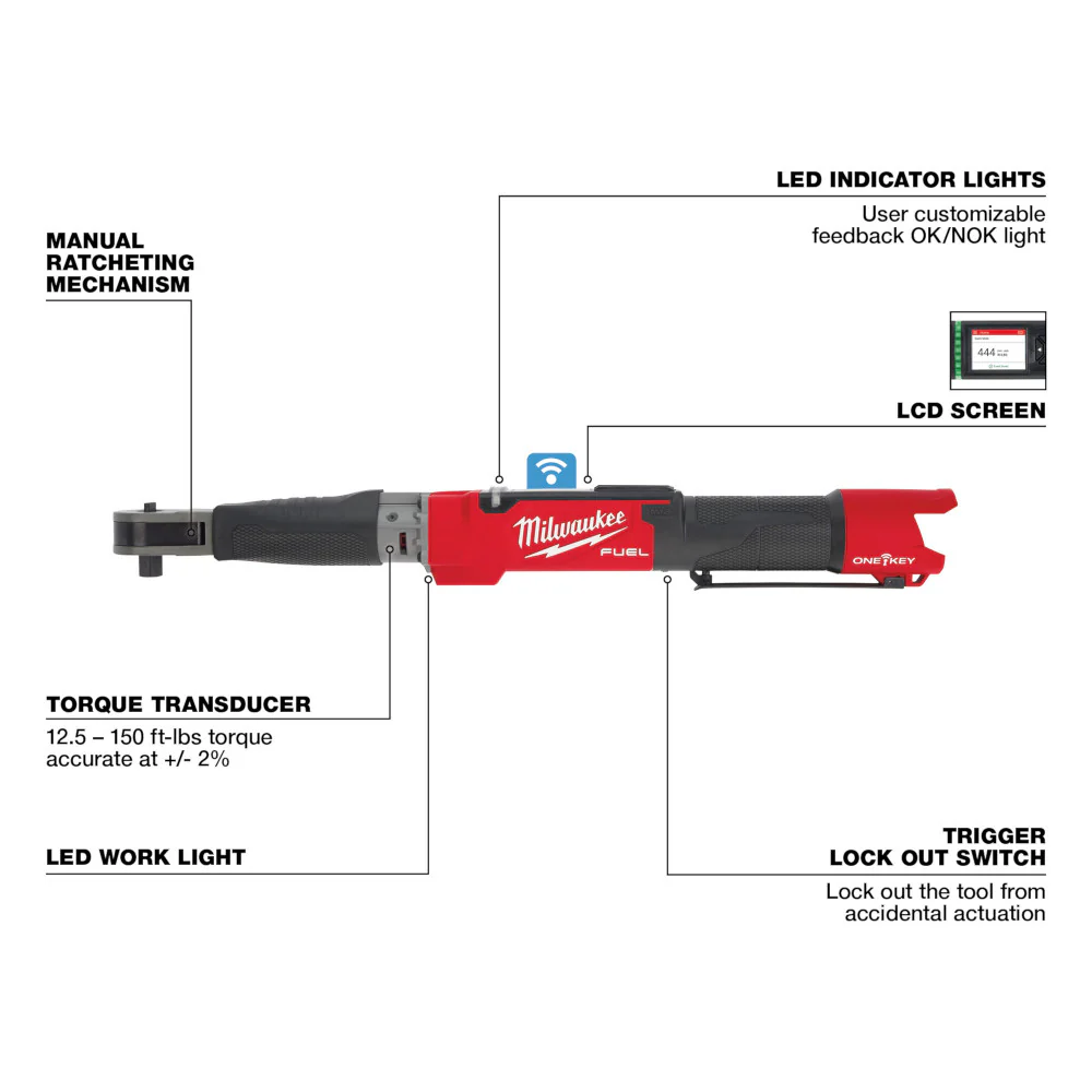 Milwaukee M12 FUEL 1/2" Digital Torque Wrench w/ ONE-KEY M12 2466-20 P1 - Image 5