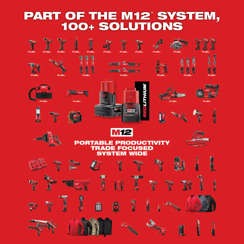Milwaukee M12 FUEL 1/2" Right Angle Impact Wrench Kit M12 2565-22 + FREE M12 3/8" Cordless Ratchet M12 2457-20 - Image 11