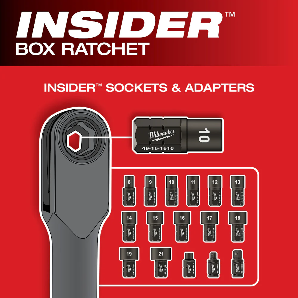 Milwaukee M12 FUEL INSIDER Extended Reach Box Ratchet Kit M12 3050-21 + FREE  M12 3/8" Cordless Ratchet M12 2457-20 - Image 4