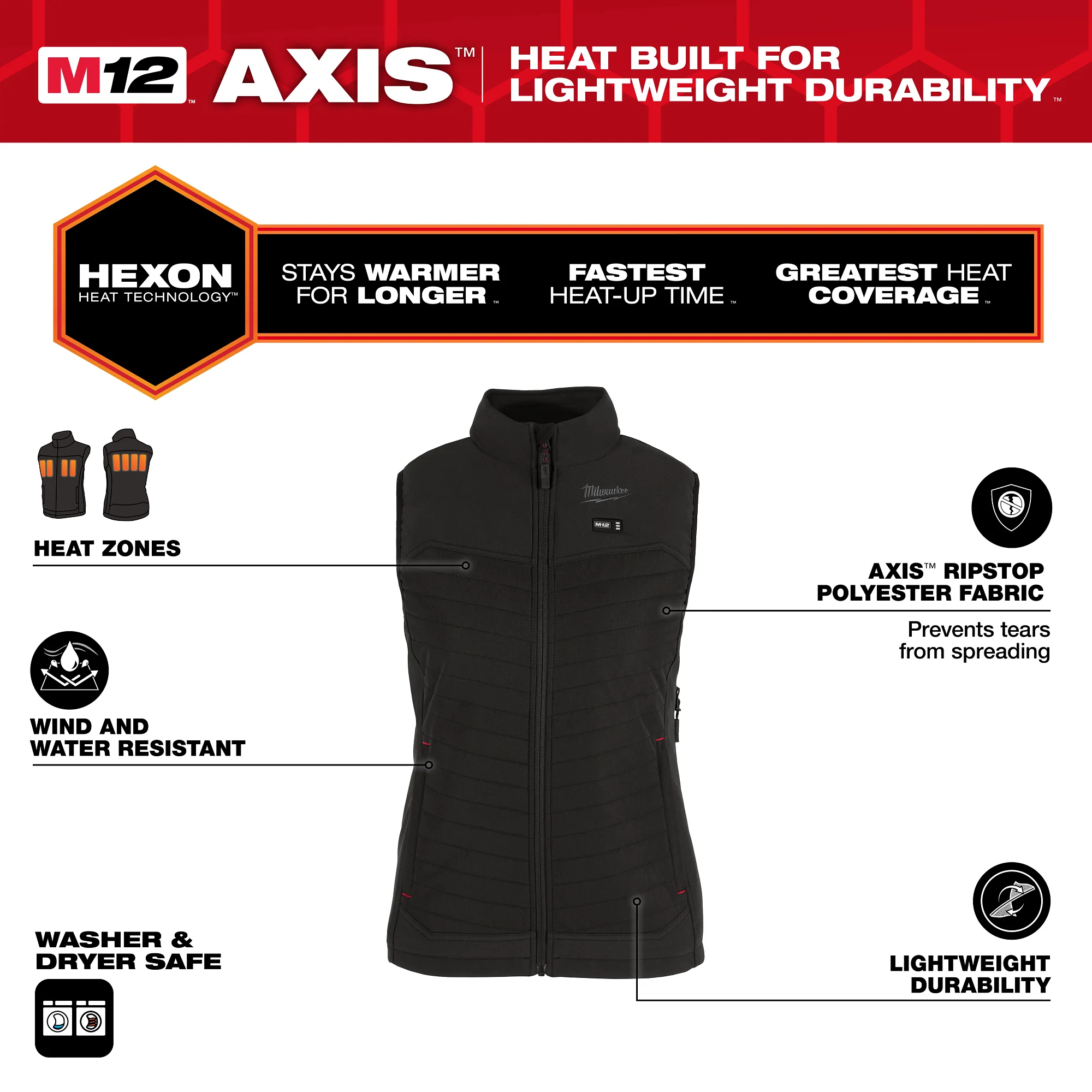 Milwaukee M12 WOMEN’S HEATED AXIS VEST F300B-20S - Image 4