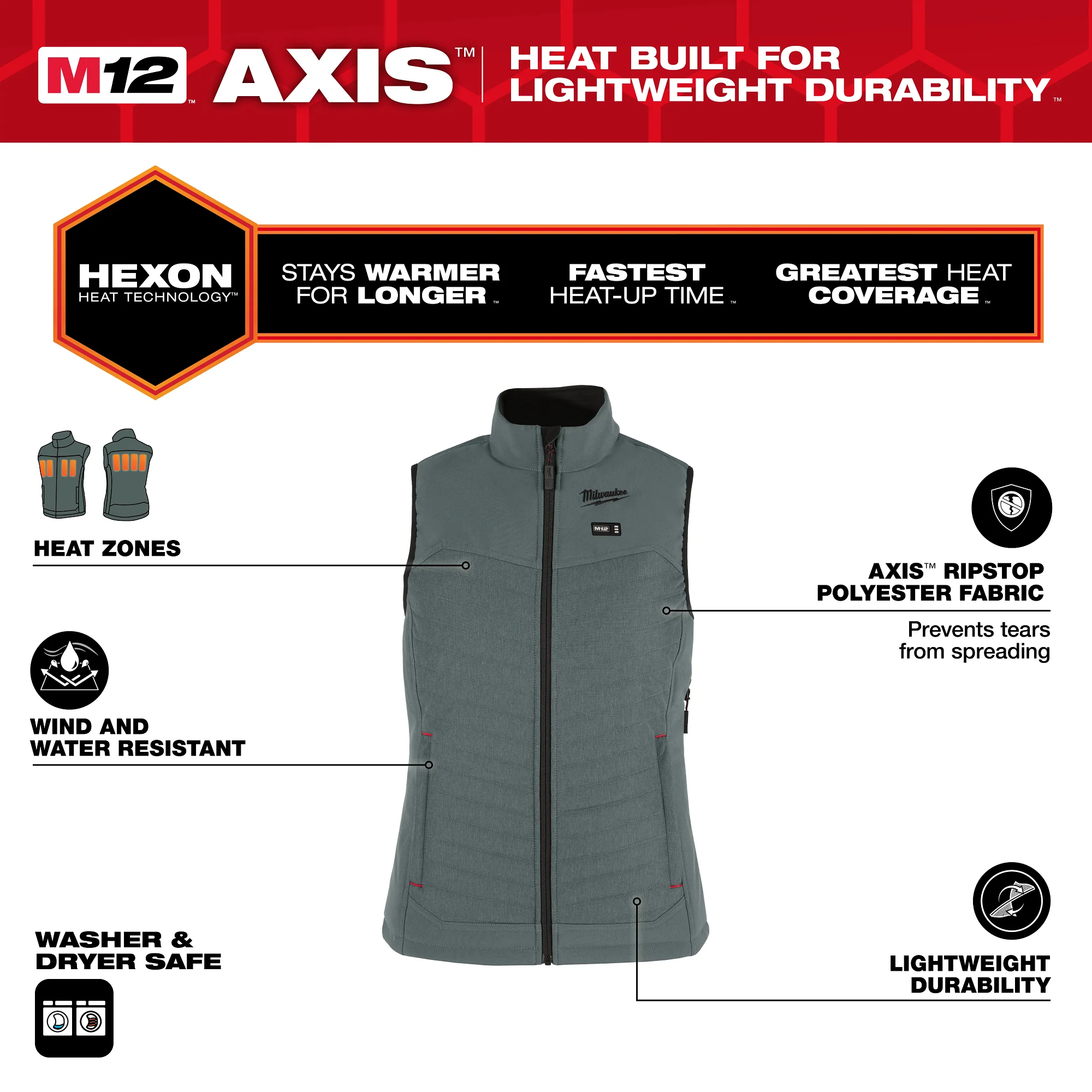 Milwaukee M12 WOMEN’S HEATED AXIS VEST F300E-21XS - Image 4