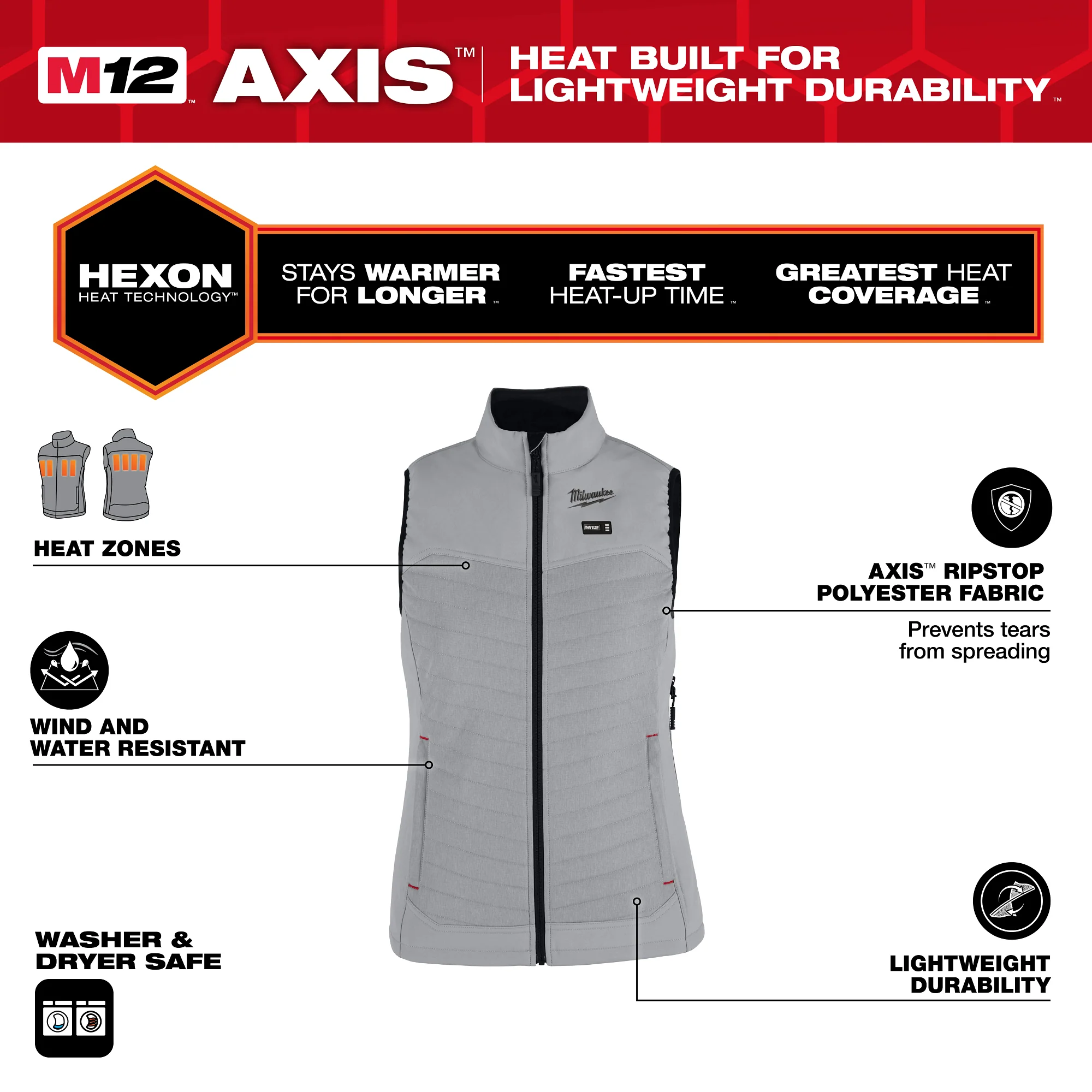 Milwaukee M12 WOMEN’S HEATED AXIS VEST F300G-21S - Image 4