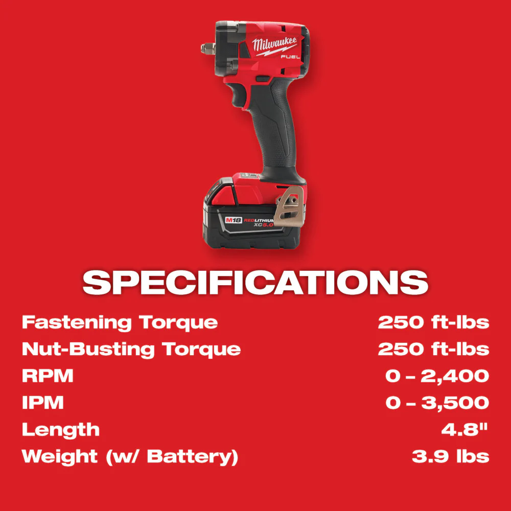 Milwaukee M18 FUEL 3/8" Compact Impact Wrench w/ Friction Ring Kit 2854-22R - Image 9
