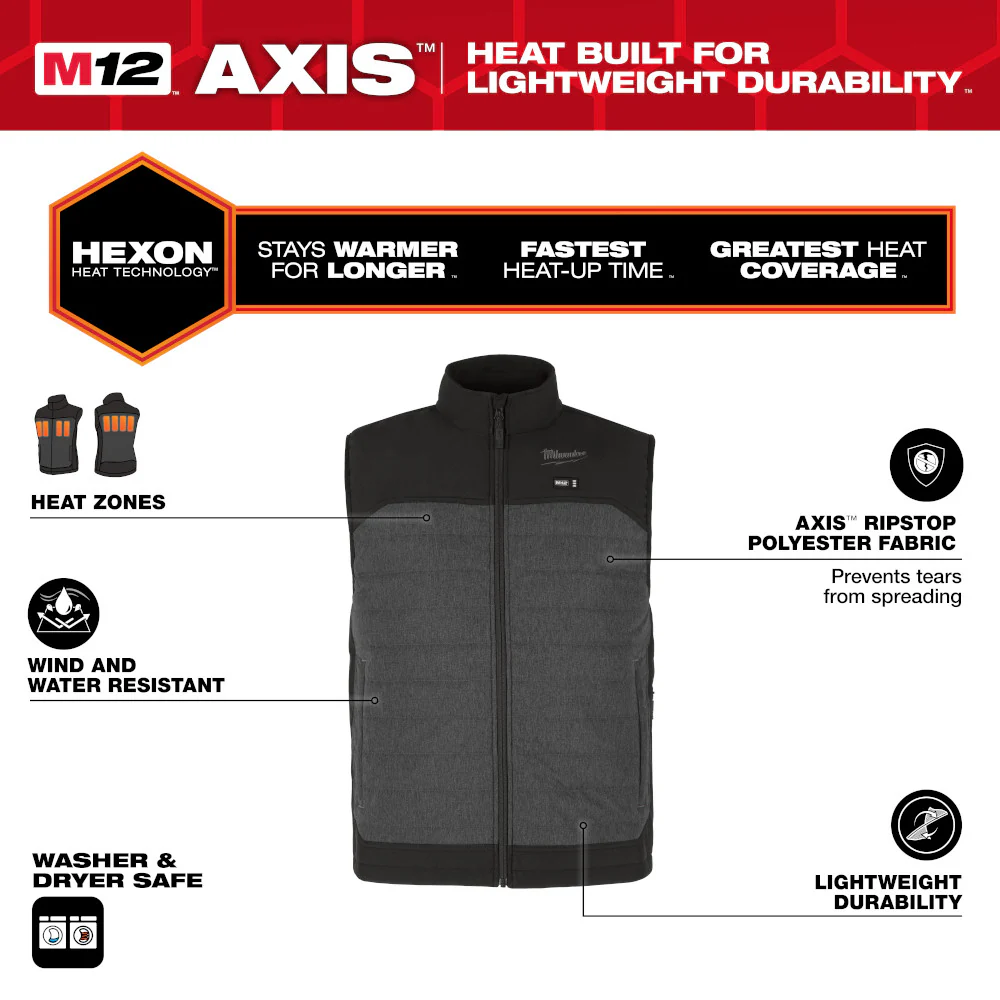 Milwaukee M12 Heated AXIS Vest Kit with HEXON Heat Technology M12 M300B-21S - Image 110
