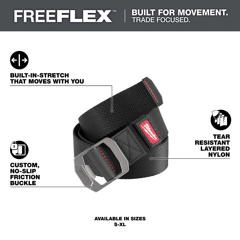 Milwaukee FREEFLEX Nylon Webbing 1.5” Belt - Black (Small) M760B-S - Image 28