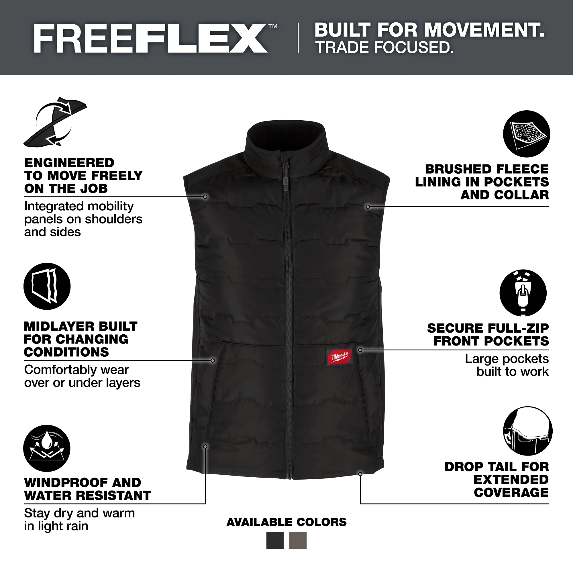 Milwaukee Men's FREEFLEX Vest - Black S M350B-S - Image 2