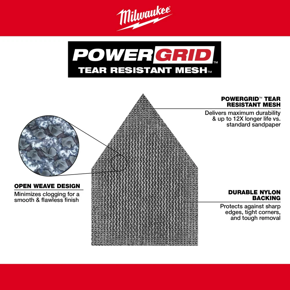 Milwaukee Mesh Sanding Sheets for M12 FUEL Orbital Detail Sander 80 Grit 48-80-5080 - Image 71