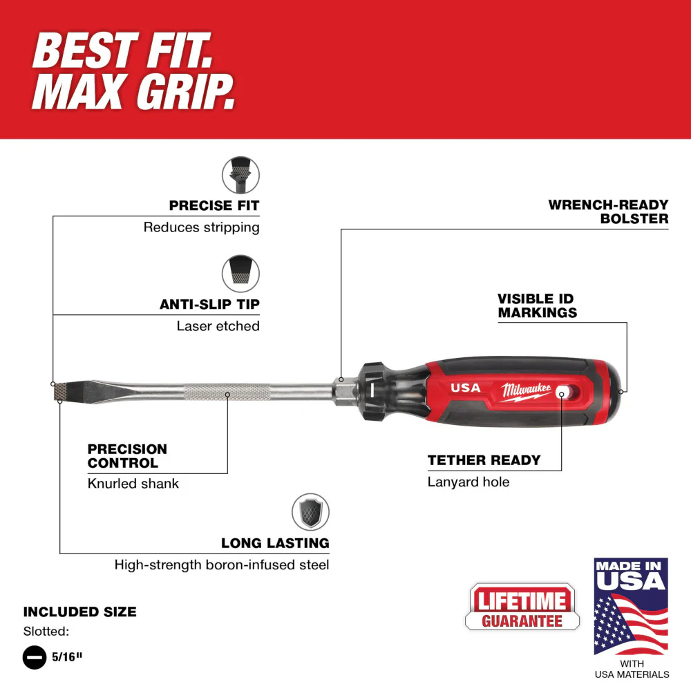 Milwaukee Cushion Grip Screwdriver USA Hand Tools MT207 - Image 4
