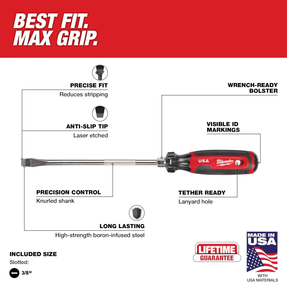 Milwaukee Cushion Grip Screwdriver USA Set MT209 - Image 4