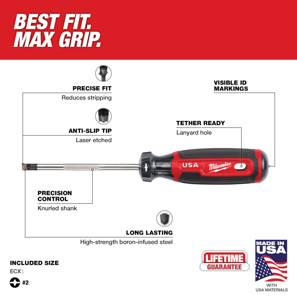 Milwaukee Cushion Grip Screwdriver USA Manufactured MT216 - Image 4
