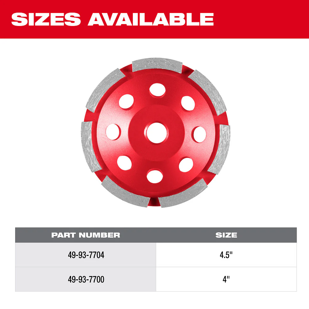 Milwaukee 4-1/2" Single Row Diamond Cup Wheel 49-93-7700 - Image 13