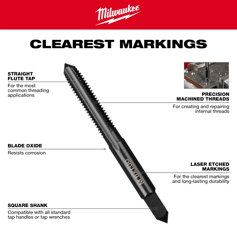 Milwaukee Straight Flute Plug Tap & Drill Bit Set 49-57-5508 - Image 114