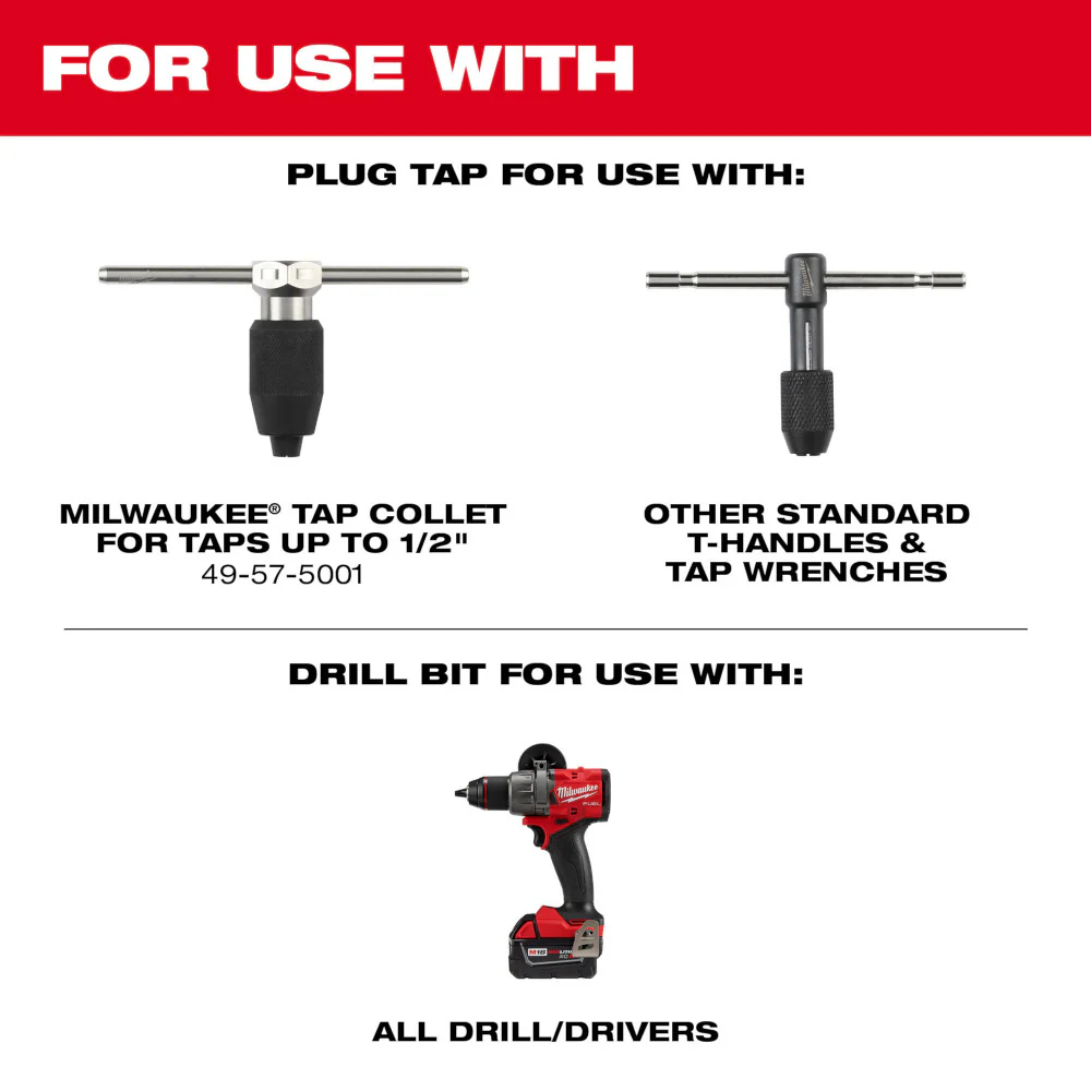 Milwaukee Straight Flute Plug Tap & Drill Bit Set 49-57-5508 - Image 137