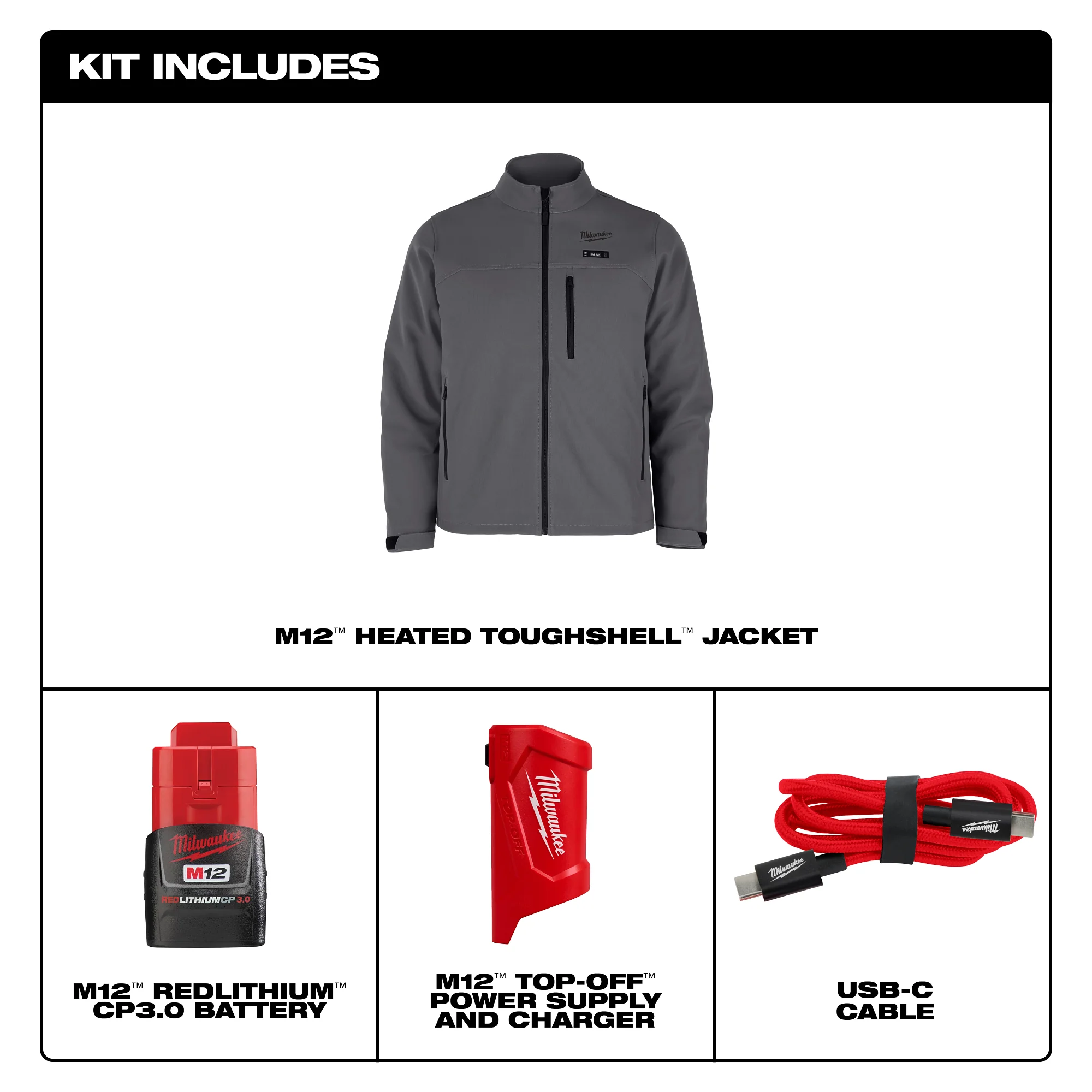Milwaukee TOUGHSHELL JKT KIT - GRAY S M100G-21S - Image 3