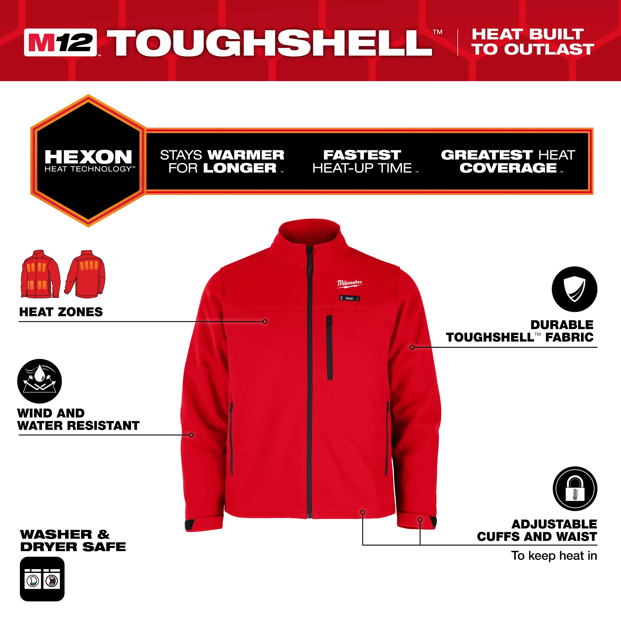 Milwaukee TOUGHSHELL JKT KIT - RED 3X M100R-213X - Image 4